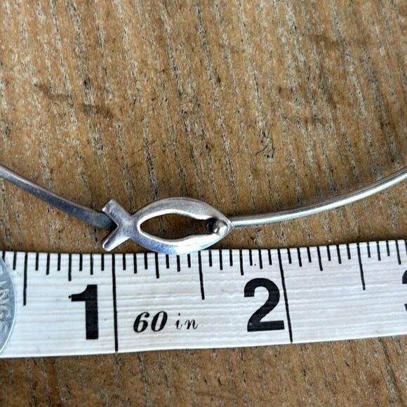 VTG silver 925 ichthus devotional fish choker necklace Jesus God - Picture 6 of 7